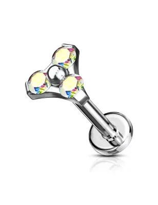 Piercing labret oreille triangle aurore boréale