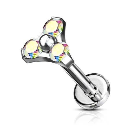 Piercing labret oreille triangle aurore boréale