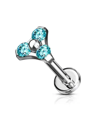 Piercing labret oreille triangle turquoise