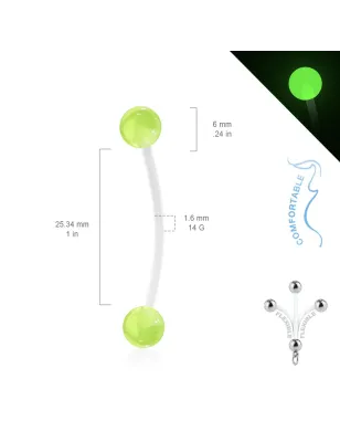 Piercing nombril de grossesse glow in the dark vert