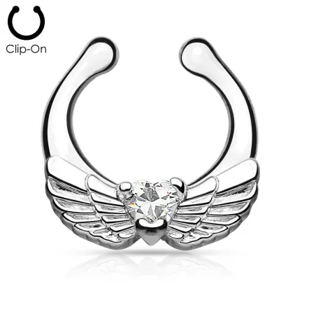 Faux piercing septum ailes d'ange blanc