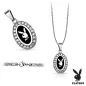 Chaine acier avec pendentif ovale Playboy noir