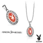 Chaine acier avec pendentif ovale Playboy rouge