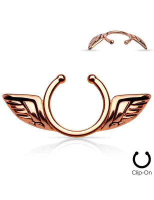 Faux piercing téton rosé ailes d'ange