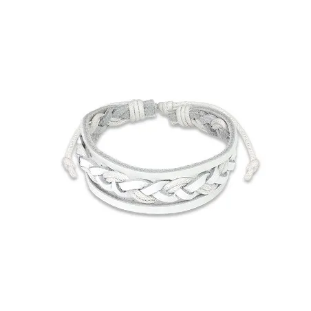 Bracelet Homme en Cuir blanc Tressé