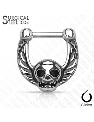 Piercing septum clipsable en acier chirurgical skull