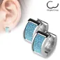 Paire boucles d'oreilles anneaux sable bleu