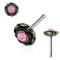 Piercing nez tige droite floral opale rose