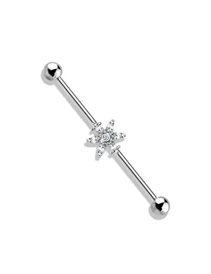 Piercing industriel oreille fleur 6 pétales