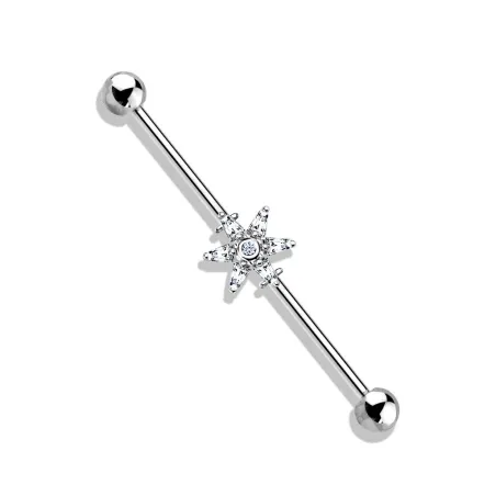 Piercing industriel oreille fleur 6 pétales