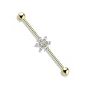 Piercing industriel oreille fleur 6 pétales plaqué or