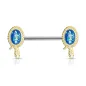 Piercing téton acier serpent glitter bleu