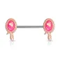 Piercing téton acier serpent glitter rose