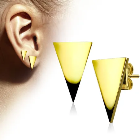 Paire Boucles d'oreille clous triangle doré