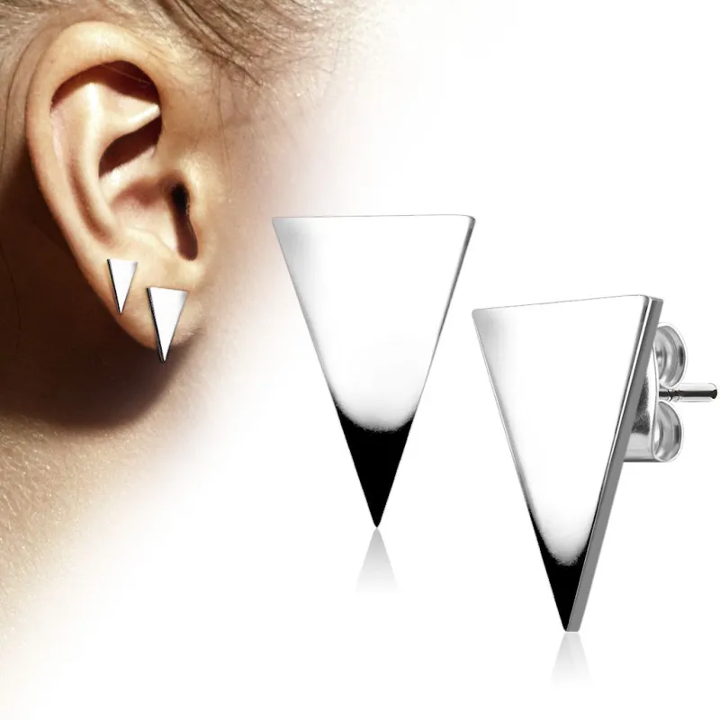 Paire Boucles d'oreille clous triangle argenté