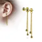 Paire Boucles d'oreille clous boule et chaines doré