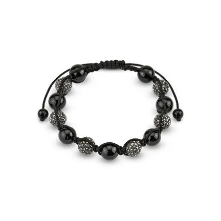 Bracelet Shamballa avec billes et Cristal métalliques Noir