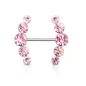 Piercing téton fermoirs cinq cristaux rose