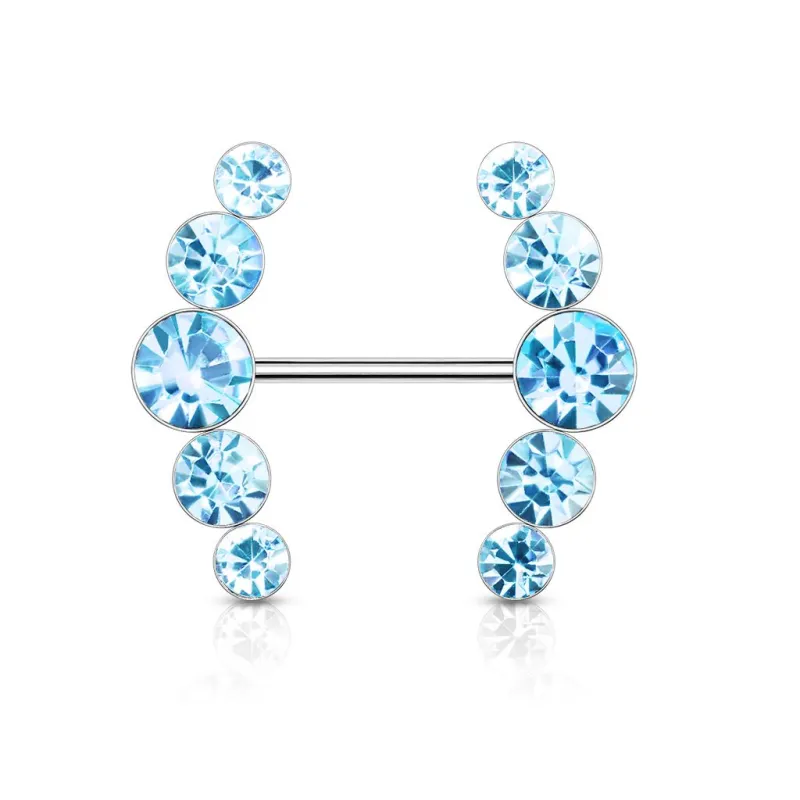 Piercing téton fermoirs cinq cristaux turquoise