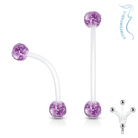 Piercing nombril de grossesse boules glitter violet