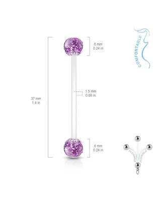 Piercing nombril de grossesse boules glitter violet