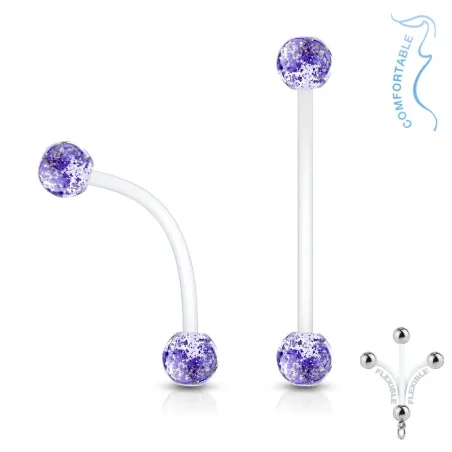 Piercing nombril de grossesse boules glitter bleu