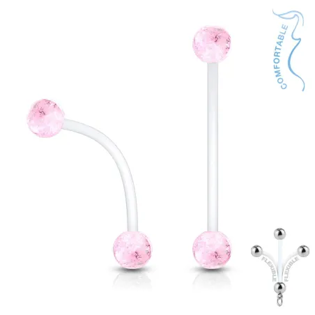 Piercing nombril de grossesse boules glitter rose