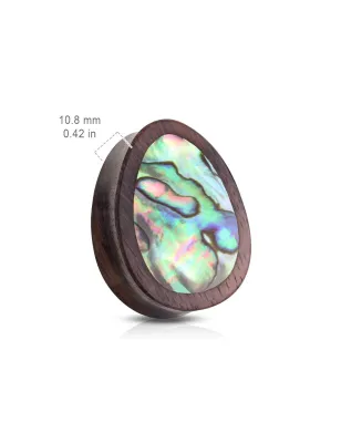 Piercing plug bois de sono larme nacre abalone