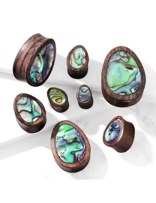 Piercing plug bois de sono larme nacre abalone