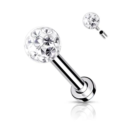 Piercing labret oreille cristaux blanc