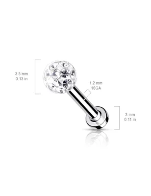 Piercing labret oreille cristaux blanc