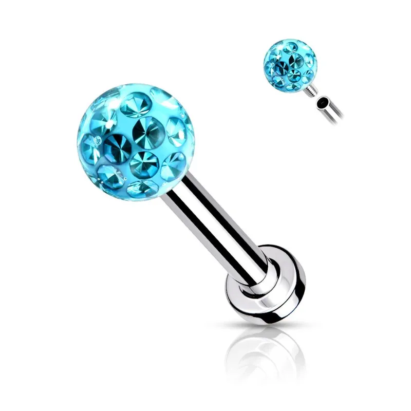 Piercing labret oreille cristaux turquoise