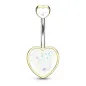 Piercing nombril coeur doré opalescent blanche