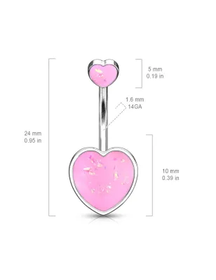 Piercing nombril coeur opalescent rose