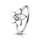 Piercing nez anneau pliable fleur strass blanc