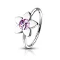 Piercing nez anneau pliable fleur strass rose