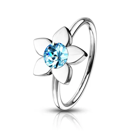 Piercing nez anneau pliable fleur strass turquoise