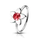 Piercing nez anneau pliable fleur strass rouge