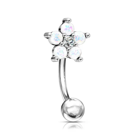 Piercing arcade fleur opalescente blanc