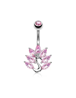 Piercing nombril paon zirconium rose