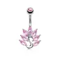 Piercing nombril paon zirconium rose