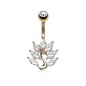 Piercing nombril plaqué or rose paon zirconium blanc