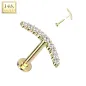 Piercing labret oreille or jaune 14 carats ligne courbée