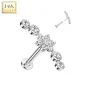 Piercing labret oreille or blanc 14 carats fleur et zircons