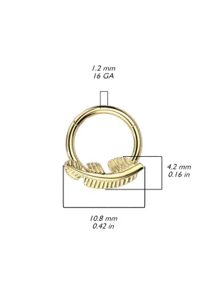 Piercing anneau segment titane G23 feuille doré