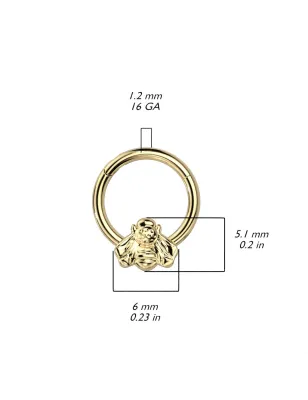 Piercing anneau segment titane G23 abeille doré (oreille, septum)