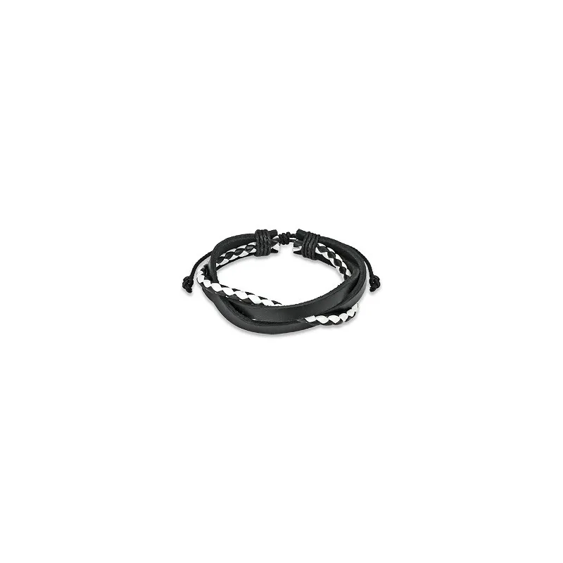 Bracelet Homme en Cuir noir et blanc