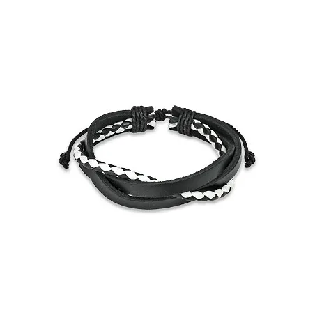 Bracelet Homme en Cuir noir et blanc