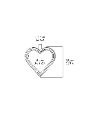 Piercing anneau segment titane G23 coeur pavé