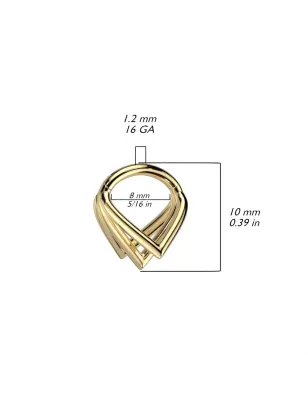 Piercing anneau segment titane G23 triple chevrons doré